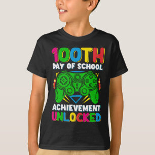 Level 100 Day Of School Unlocked Gamer 100th Days  T-Shirt