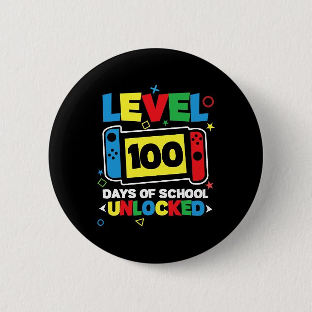 Level 100 Days Of School Complete Game Controller  2 Inch Round Button (Front)