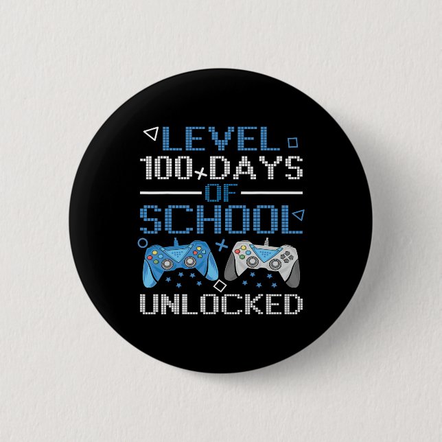 Level 100 Days Of School Complete Game Controller  2 Inch Round Button (Front)