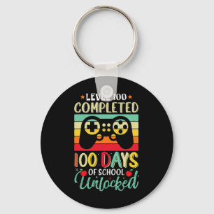Level 100 Days Of School Complete Gamer Boy Level Keychain
