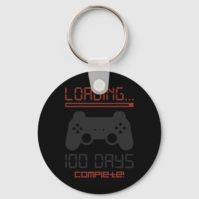 Level 100 Days Of School Complete Gamer Video Game Keychain (Front)