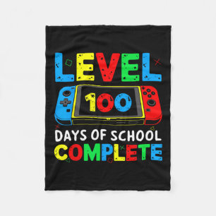 Level 100 Days Of School Complete Gaming Kids  Fleece Blanket