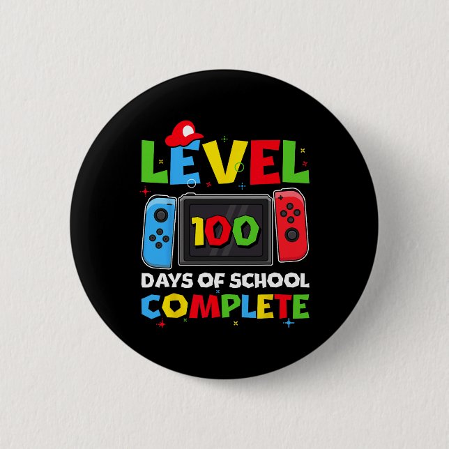 Level 100 Days Of School Complete Video Game 100th 2 Inch Round Button (Front)