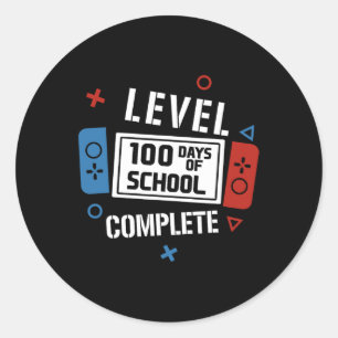 Level 100 Days Of School Complete Video Games Boys Classic Round Sticker