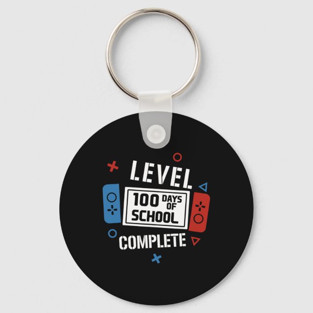 Level 100 Days Of School Complete Video Games Boys Keychain (Front)
