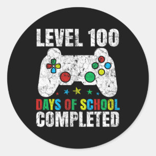 Level 100 Days Of School Completed Video Gamer Gam Classic Round Sticker
