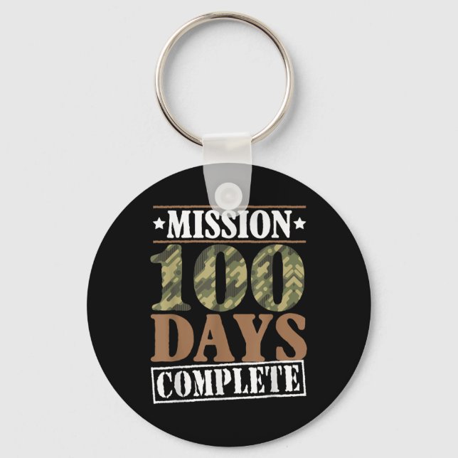 Level 100 Days Of School Mission Complete Games Bo Keychain (Front)