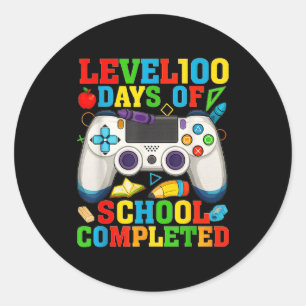 Level 100 Days Of School Unlocked Boys 100th Day O Classic Round Sticker
