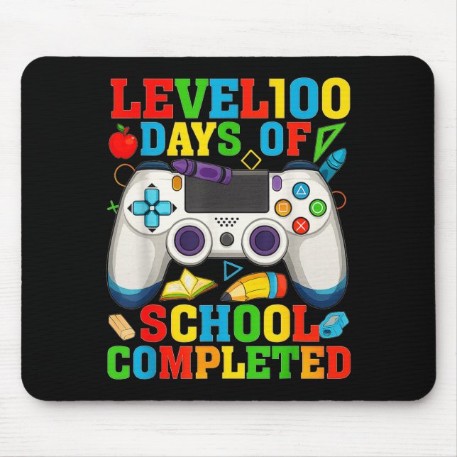 Level 100 Days Of School Unlocked Boys 100th Day O Mouse Pad (Front)