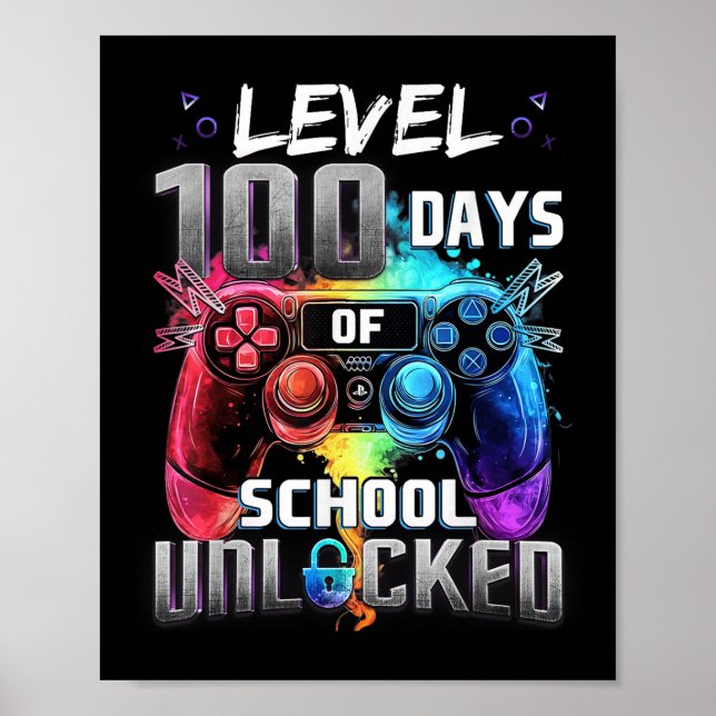 Level 100 Days Of School Unlocked Boys 100th Day O Poster (Front)