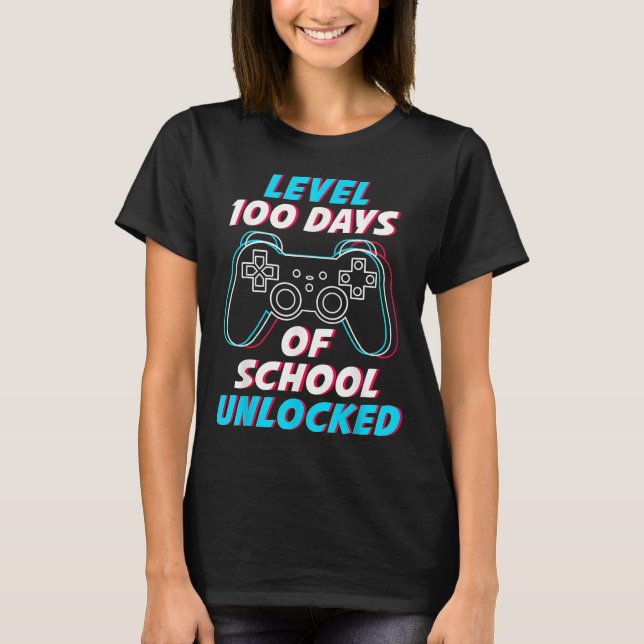 Level 100 Days Of School Unlocked Boys 100th Day O T-Shirt (Front)
