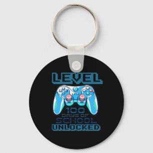 Level 100 Days Of School Unlocked Boys Girls Kids Keychain