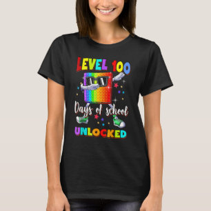 Level 100 Days Of School Unlocked Boys Kids 100th T-Shirt