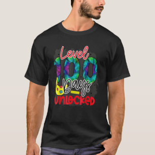 Level 100 Days Of School Unlocked Boys Kids 100th  T-Shirt
