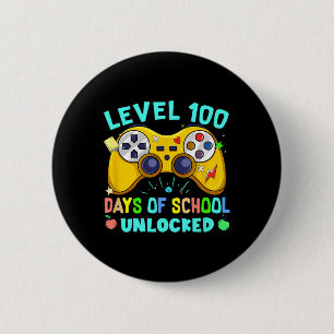 Level 100 Days Of School Unlocked Boys Kids Video  2 Inch Round Button