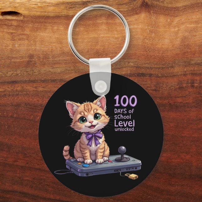Level 100 Days of School Unlocked Celebrate Keychain (Front)
