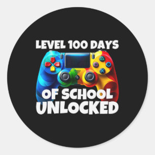 Level 100 Days Of School Unlocked - Funny Gamer Bo Classic Round Sticker