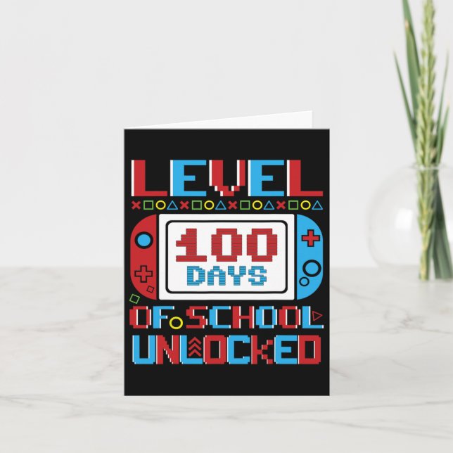 Level 100 Days Of School Unlocked Game Controller  Card (Front)
