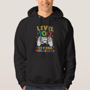 Level 100 Days Of School Unlocked Gamer 100th Day  Hoodie