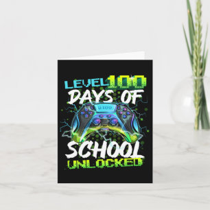 Level 100 Days Of School Unlocked Gamer Boy Girl V Card
