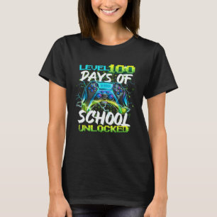 Level 100 Days Of School Unlocked Gamer Boy Girl V T-Shirt