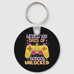 Level 100 Days Of School Unlocked Gamer Fun Keychain