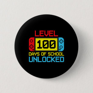 Level 100 Days Of School Unlocked Gamer Video Game 2 Inch Round Button