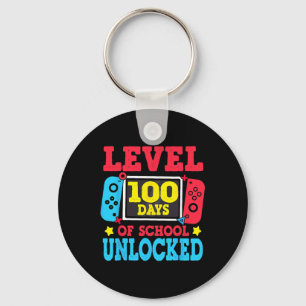 Level 100 Days Of School Unlocked Gamer Video Game Keychain