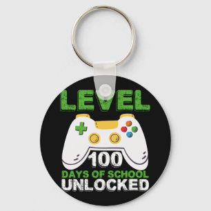Level 100 Days Of School Unlocked Gamer Video Game Keychain