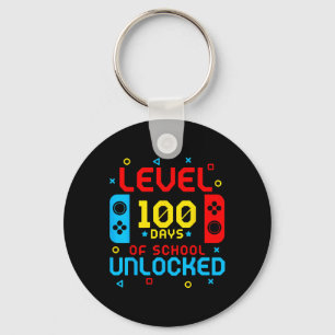 Level 100 Days Of School Unlocked Gamer Video Game Keychain