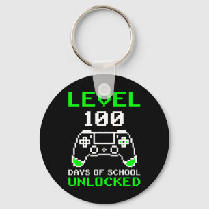 Level 100 Days Of School Unlocked Gamer Video Game Keychain