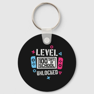 Level 100 Days Of School Unlocked Gamer Video Game Keychain