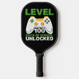 Level 100 Days Of School Unlocked Gamer Video Game Pickleball Paddle