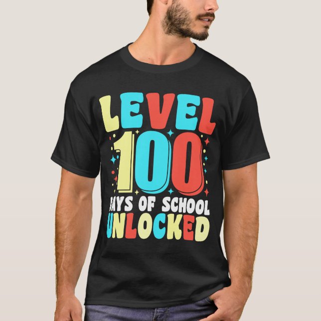 Level 100 Days Of School Unlocked Gamer Video Game T-Shirt (Front)