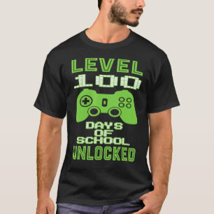 Level 100 Days Of School Unlocked Gamer Video Game T-Shirt