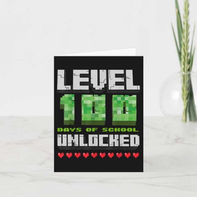 Level 100 Days Of School Unlocked Gaming Pixel 100 Card (Front)