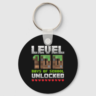 Level 100 Days Of School Unlocked Gaming Pixel 100 Keychain