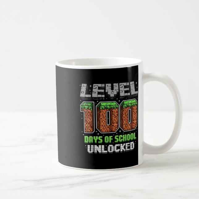 Level 100 Days Of School Unlocked Pixel Video Game Coffee Mug (Right)