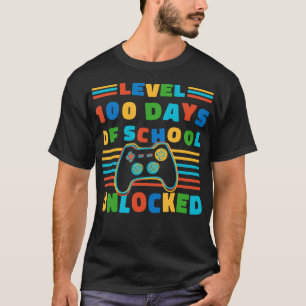 Level 100 Days of School Unlocked Retro 100th Day  T-Shirt