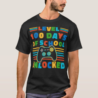 Level 100 Days of School Unlocked Retro 100th Day T-Shirt