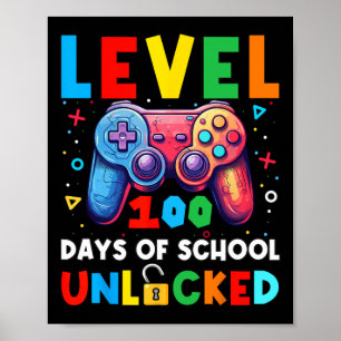 Level 100 Days Of School Unlocked Shirt Video Game Poster