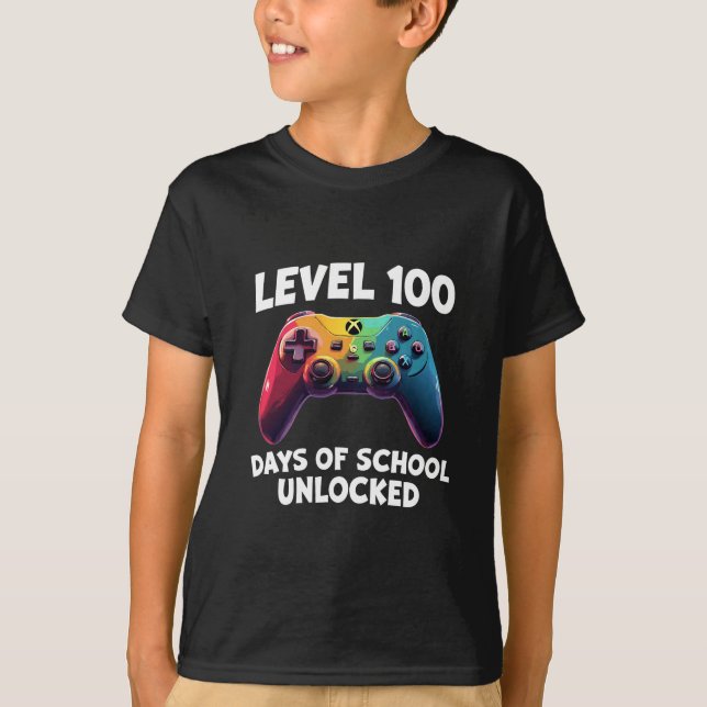 Level 100 Days of School Unlocked  T-Shirt (Front)
