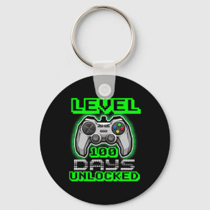 Level 100 Days Of School Unlocked Video Game Boys Keychain