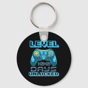 Level 100 Days Of School Unlocked Video Game Boys Keychain