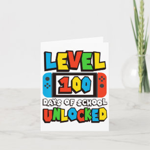 Level 100 Days Of School Unlocked Video Games Boys Card