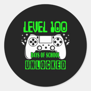 Level 100 Days Of School Unlocked Video Games Boys Classic Round Sticker