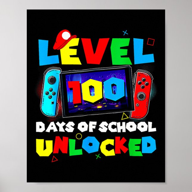 Level 100 Days Of School Unlocked Video Games Boys Poster (Front)