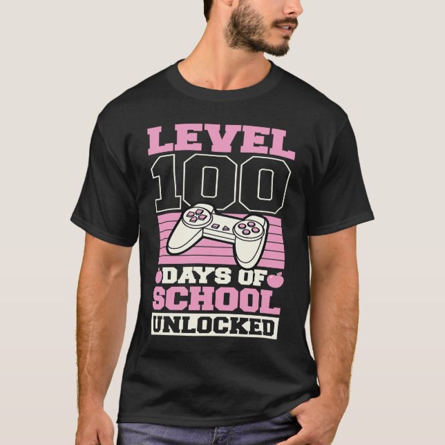 Level 100 Days Of School Unlocked Video Games Game T-Shirt (Front)