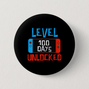Level 100 Days School Unlocked Gamer Boys Funny 10 2 Inch Round Button