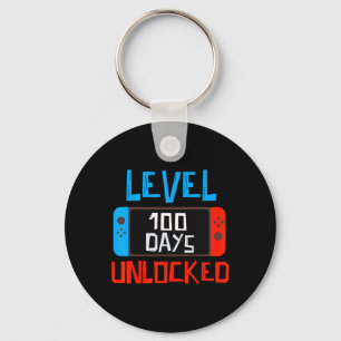 Level 100 Days School Unlocked Gamer Boys Funny 10 Keychain